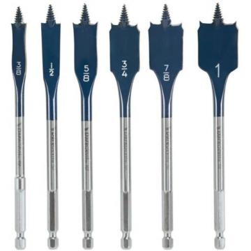 (6-Piece) Bosch Spade Bit Set Wood Hole Drill Cutter Daredevil Durable Standard