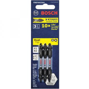 BOSCH IMPACT TOUGH - 3 Piece Phillips &amp; Robertson Screwdriver Bit - 65mm P2R2