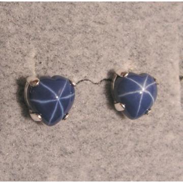 LINDE LINDY CF BLUE STAR SAPPHIRE CREATED HEART EARRING PENDANT CHAIN SET .925