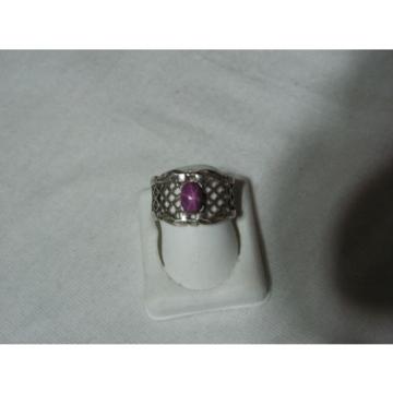 Sterling Silver Lattice Filigree,Linde/Lindy Ruby Star Sapphire Band Ring,Sz 8.5