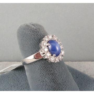 HALO LINDE LINDY CRNFLWR BLUE STAR SAPPHIRE CREATED SECOND RING STAINLESS STEEL