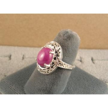 10x8mm 3+ CT LINDE LINDY PINK STAR SAPPHIRE CREATED RUBY SECOND RING .925 SS