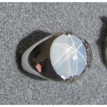 PMP LINDE LINDY TRANS WHITE STAR SAPPHIRE CREATED RING RHODIUM PLATE .925 S/S