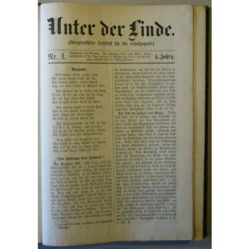 Zeitschrift “UNTER DER LINDE” LESESTOFF FÜR DIE SCHULJUGEND, 3 Jahrg. 1868-1871