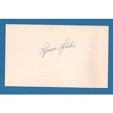 Lyman Linde d.1995  Cleveland Indians    Signed 3x5 Index Card