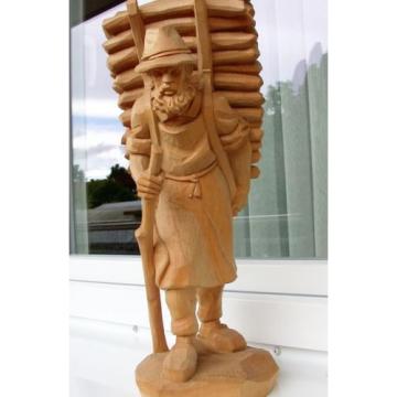 Kraxenträger  50cm, Linde natur Holzfigur ,Skulptur,  echte Holzschnitzerei ,