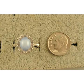 VINTAGE LINDE LINDY SIGNED LT AZURE BLUE STAR SAPPHIRE CREATED HALO RING RDPL SS