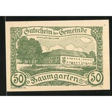 Notgeld Baumgarten bei Perg 1920, 50 Heller, 1000jährige Linde