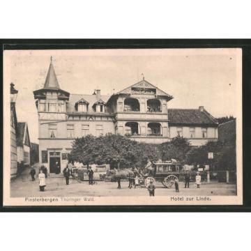 alte AK Finsterbergen, Pferdekutsche am Hotel zur Linde 1917