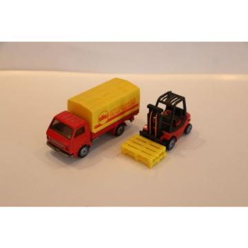 Siku Set 1625 Pritschenwagen MAN VW mit Gabelstapler Linde H30 und 2 Paletten