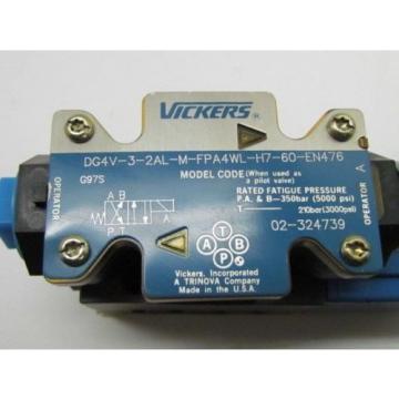 Vickers DG4V-3-2AL-M-FPA4WL-H7-60-EN476 24vdc Hydraulic Solenoid Pilot Valve Origin