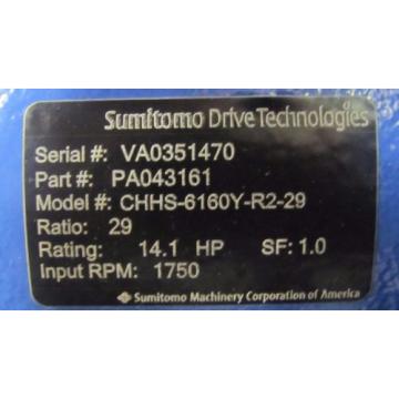 SUMITOMO PA043161 CHHS-6160Y-R2-29 29:1 RATIO SPEED REDUCER GEARBOX Origin