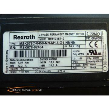 Rexroth MSK076C-0450-NN-M1-UG1-NNNN   3~ Permanent Magnet Motor