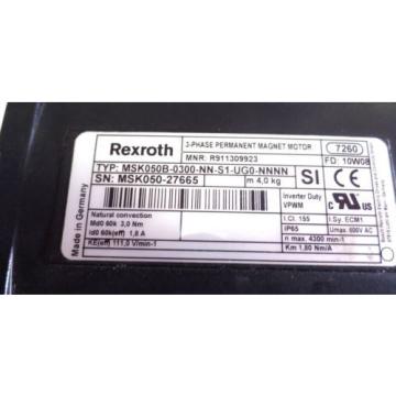 REXROTH MSK050B-0300-NN-S1-UG0-NNNN 3 PHASE PERMANENT MAGNET MOTOR