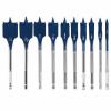 10-Pce Bosch Daredevil 6-Inch Wood Paddle Flat Drill Spade-Bit Threaded-Tip Set