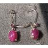 VINTAGE LINDE LINDY 9x7MM PINK STAR RUBY CREATED SAPPHIRE L BK EARRINGS .925 S/S