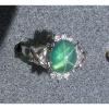 PMP LINDE LINDY TRNSP SPRING GREEN STAR SAPPHIRE CREATED CAP HRT RING RP .925 SS