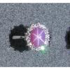 VINTAGE LINDE LINDY DUSKY ROSE STAR SAPPHIRE CREATED HALO RING RD PLT .925 SS #1 small image