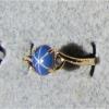 SIGNED VINTAGE LINDE LINDY CRNFLWER BLUE STAR SAPPHIRE CREATED RING YGP .925 SS