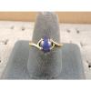 SIGNED VINTAGE LINDE LINDY CRNFLWER BLUE STAR SAPPHIRE CREATED RING YGP .925 SS