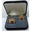 NOS Antique Destino Cats Eye Linde Star 12k Yellow Gold GF Cuff Links w Box Z500