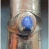 Men&#039;s Mid Century Modern Linde Star Sapphire 10K White Gold Ring Size 8 1/2