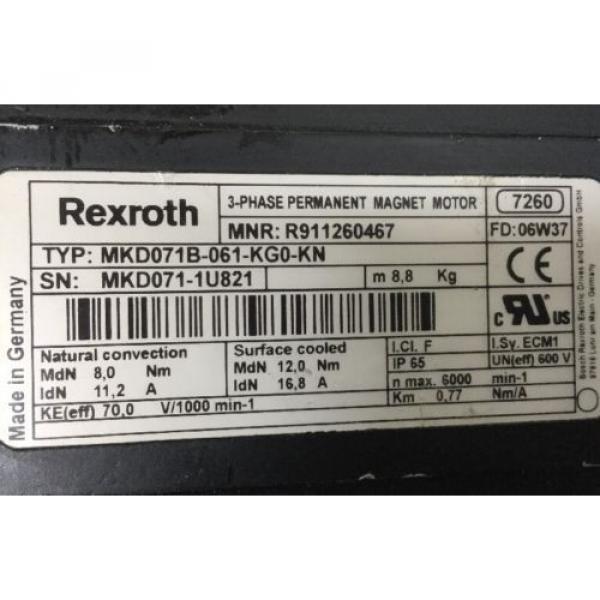 REXROTH Dutch France 3~PHASE -PERMANENT-MAGNET-MOTOR &lt;&gt; MKD071B -061 -KG0 -KN #4 image