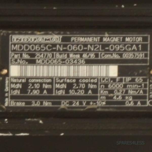 Bosch Greece Canada REXROTH Indramat Servomotor MDD065C-N-060-N2L-095GA1 GEB #2 image