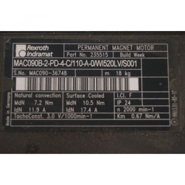 NEW USA Japan REXROTH MAC090B-2-PD-4-C/110-A-0/WI520LV/S001 SERVO MOTOR 235515 #4 image