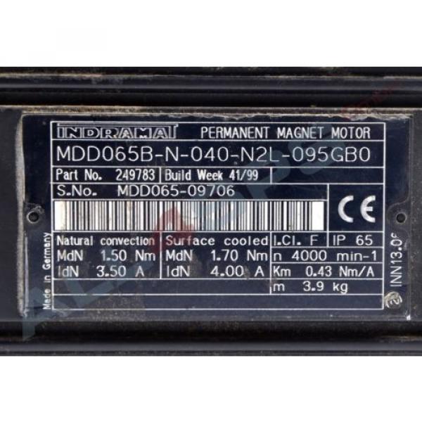 BOSCH REXROTH INDRAMAT DREHSTROMSERVOMOTOR, MDD065B-N-040-N2L-095GB0 GEBRAUCHT #3 image