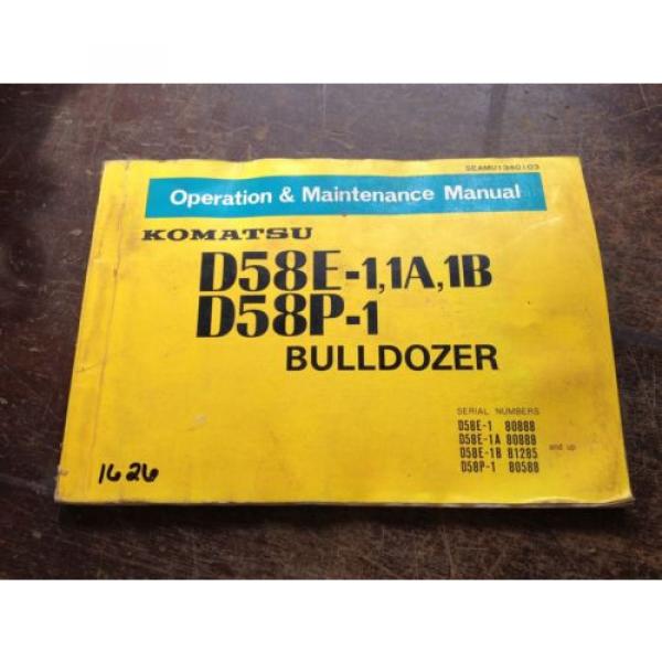 OEM KOMATSU D58E-1, 1A, 1B D58P-1 Bulldozer Operation Maintenance Manual AUC #1 image