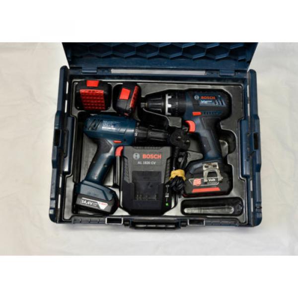 Bosch GSB 1800 Combi Drill, GSR 1440-LI Drill/Driver Set.4 Batts,L-Boxx,18&amp;14.4v #1 image