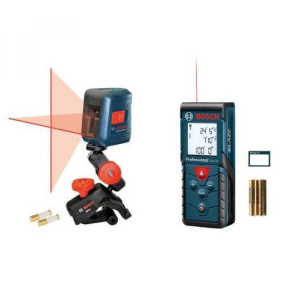 NEW Bosch 100 ft.Laser Measure &amp; 30 ft.Self Leveling Cross-Line Laser Combo Kit #1 image