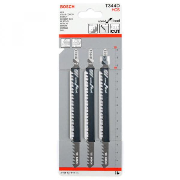 Bosch T344D HCS 152mm Jigsaw Blade 3pc Speed for Wood T-Shank Jig Saw Blades #1 image