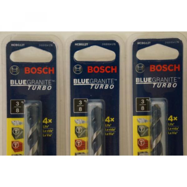 (5 Pack) Bosch HCBG12T 3/8&#034; x 6&#034; Blue Granite Turbo Carbide Hammer Drill Bit #2 image