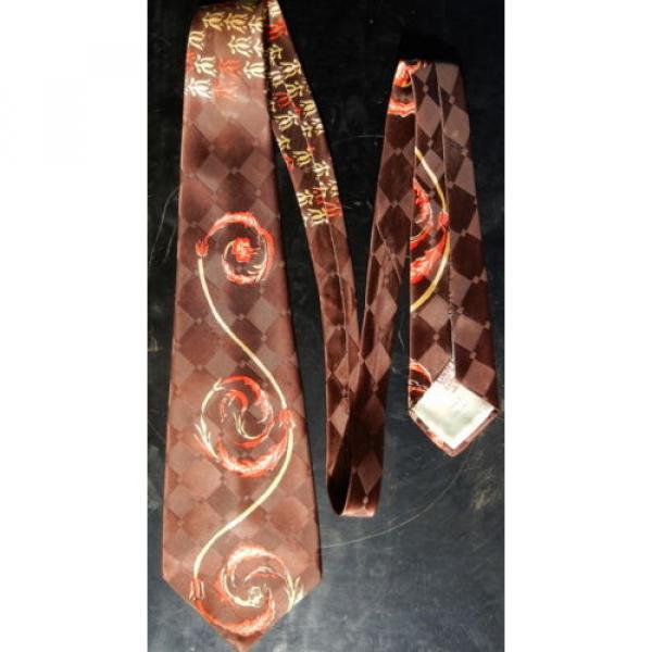 Shiny Wide Vintage LINDE Art Deco Tie Necktie - One Fine Swirling Fire Fatty #2 image