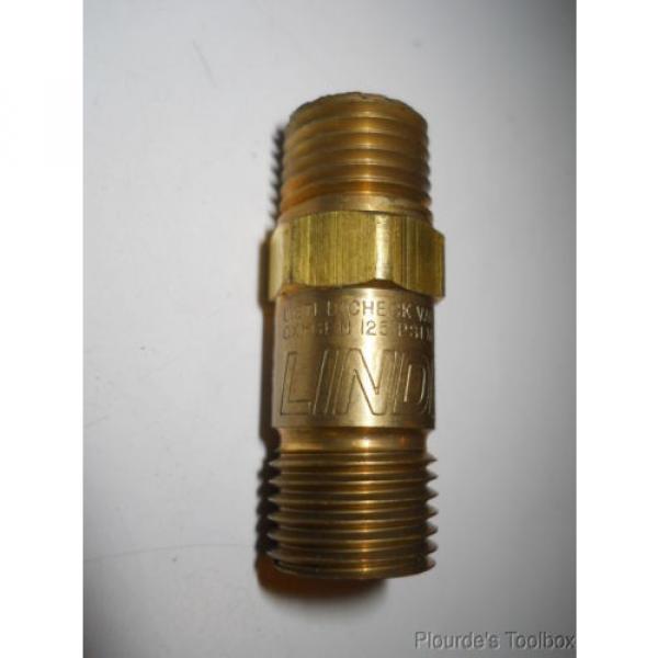 New Linde Brass Oxygen 1/4&#034; NPT to B 9/16&#034;-18 Reverse Flow Check Valve, 639112 #2 image