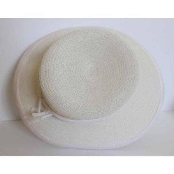 SUSAN VAN DER LINDE NEW YORK IVORY STRAW WITH RAW SILK EDGE OCCASION HAT  (J12) #8 image