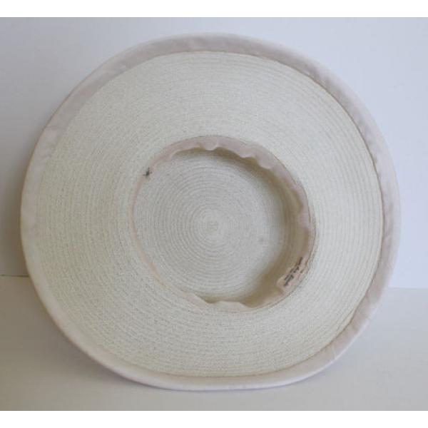 SUSAN VAN DER LINDE NEW YORK IVORY STRAW WITH RAW SILK EDGE OCCASION HAT  (J12) #9 image