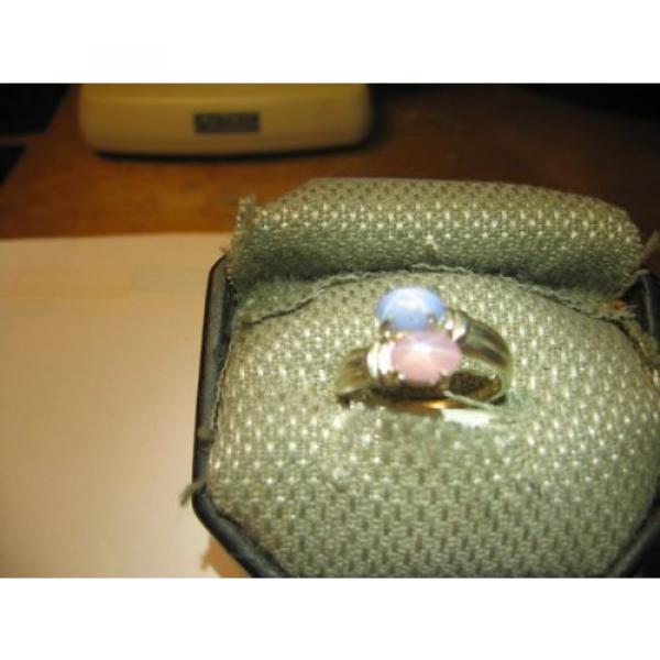 GEMINI 2 STONE LINDE STAR LT BLUE/PINK SAPPHIRE RING. .925 STERLING  SZ 6 &amp; MORE #1 image