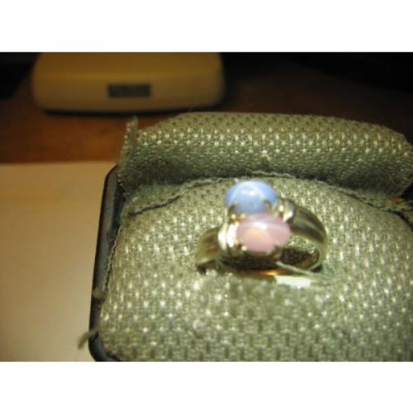 GEMINI 2 STONE LINDE STAR LT BLUE/PINK SAPPHIRE RING. .925 STERLING  SZ 6 &amp; MORE #2 image