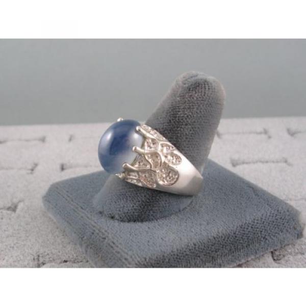 6+ CT PMP LINDE LINDY TRANS CEYLON BLUE STAR SAPPHIRE CREATED FF RING .925 SS #3 image