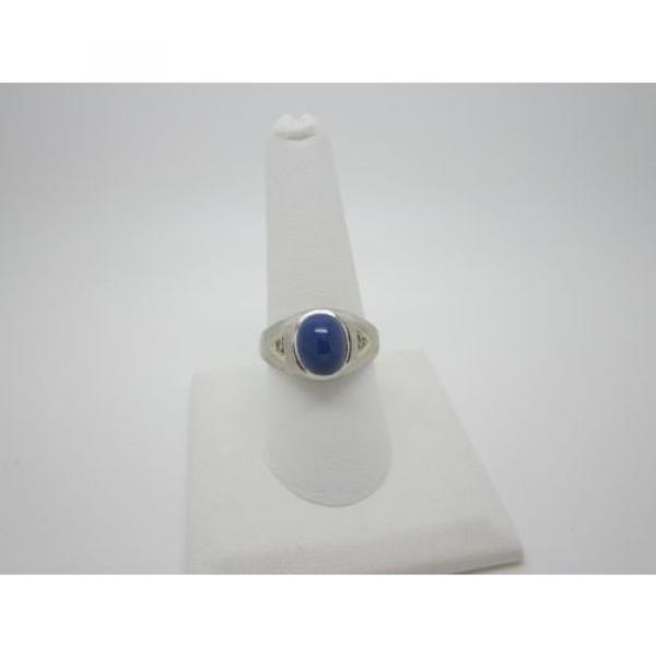 14K White Gold Diamond Linde Star Sapphire Cabochon Ring Size 8.75 #1 image