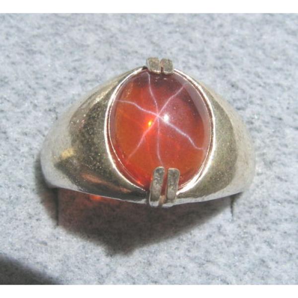 MEN&#039;S 10x8mm 3+ CT TRANS ORANGE LINDE LINDY STAR SAPPHIRE CREATED SECOND RING SS #1 image