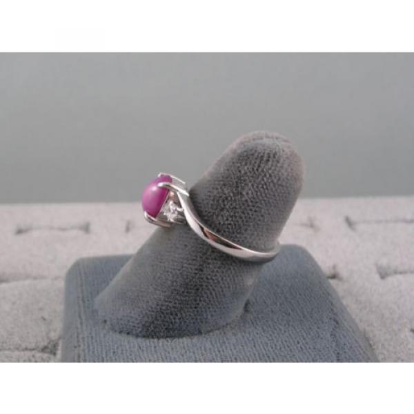 VINTAGE LINDE LINDY PINK STAR RUBY CREATED SAPPHIRE RING RHODIUM PLATE .925 S/S #4 image