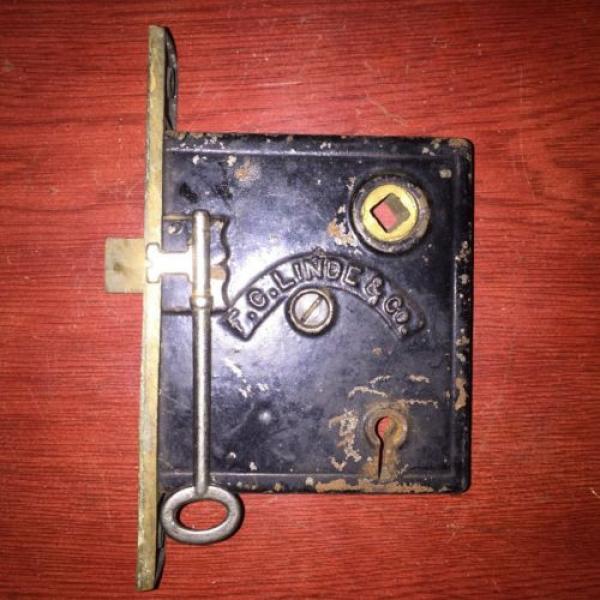 Antique VICTORIAN Eastlake F. C Linde Style Lock With Skeleton Key #3 image