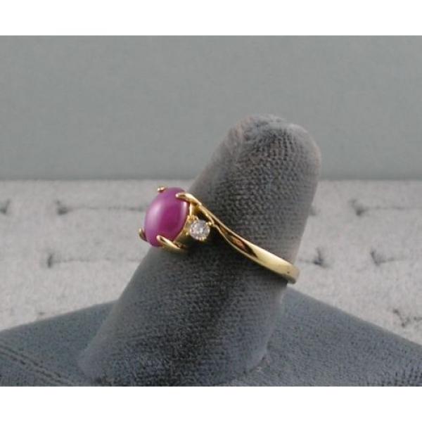 VINTAGE LINDE LINDY PINK STAR RUBY CREATED SAPPHIRE RING YEL GOLD PLATE .925 S/S #3 image