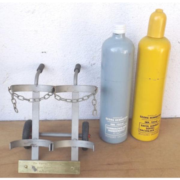 Linde Acetylene/Corgon Schnapps bottles on hand trucks - Decorational object #4 image