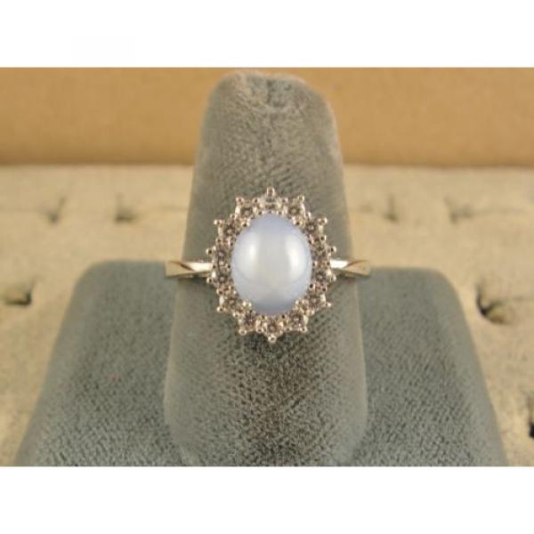 VINTAGE LINDE LINDY SIGNED LT AZURE BLUE STAR SAPPHIRE CREATED HALO RING RDPL SS #4 image