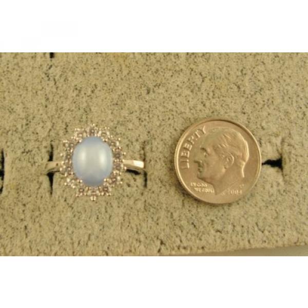 VINTAGE LINDE LINDY SIGNED LT AZURE BLUE STAR SAPPHIRE CREATED HALO RING RDPL SS #6 image